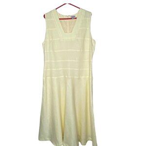 J. Peterman Sleeveless Yellow Linen Dress size 16